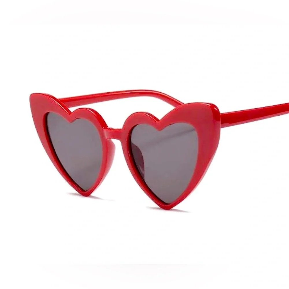 Red Heart Shaped Sunglasses Vintage Swifies Cat Eye Mod Retro Elton John